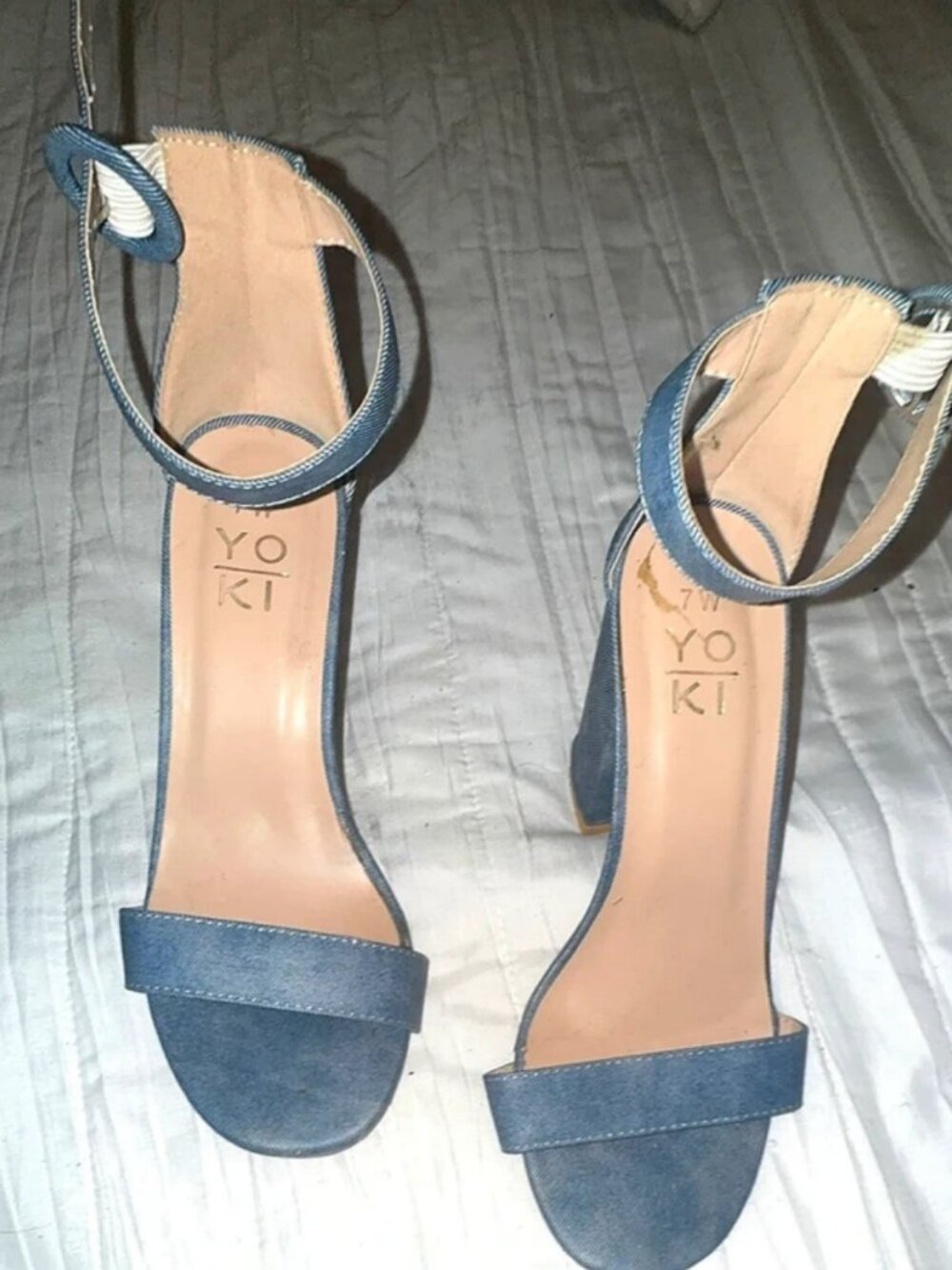 Yoki Blue Denim Platform Heels